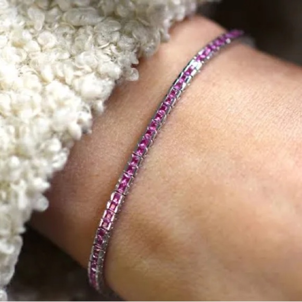 Genuine ruby bracelet set in 925 sterling silver